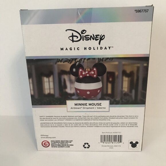 Disney Minnie Mouse Airblown Ornament Christmas New Set of 3 18" Pump Included - Picture 7 of 8